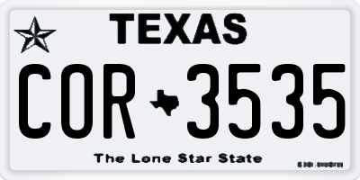 TX license plate COR3535