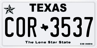 TX license plate COR3537