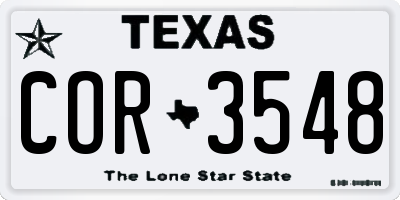 TX license plate COR3548