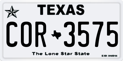 TX license plate COR3575