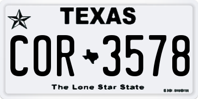 TX license plate COR3578