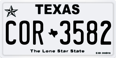 TX license plate COR3582
