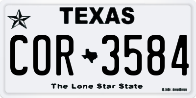 TX license plate COR3584