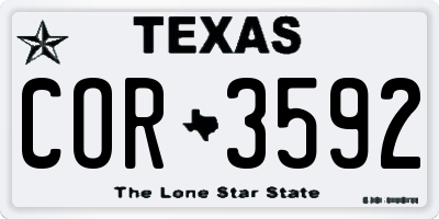 TX license plate COR3592