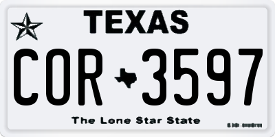 TX license plate COR3597