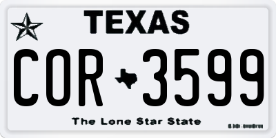 TX license plate COR3599