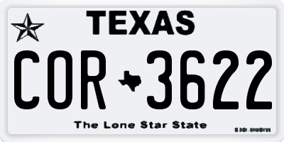 TX license plate COR3622