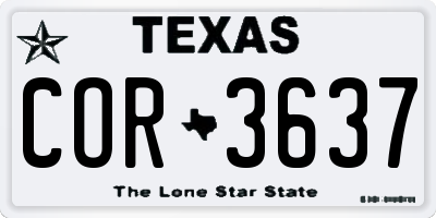 TX license plate COR3637