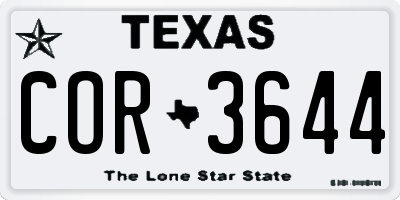 TX license plate COR3644