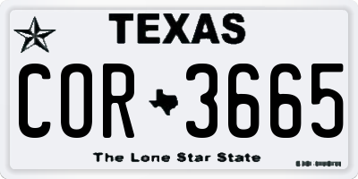 TX license plate COR3665