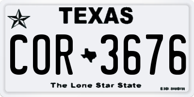 TX license plate COR3676