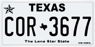 TX license plate COR3677