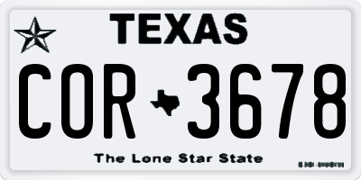 TX license plate COR3678