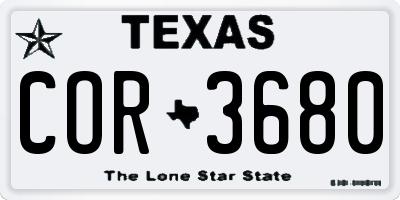 TX license plate COR3680