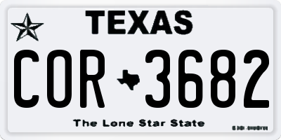 TX license plate COR3682