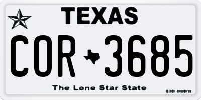 TX license plate COR3685