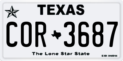 TX license plate COR3687