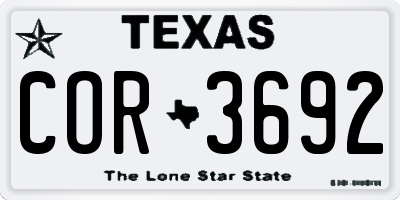 TX license plate COR3692