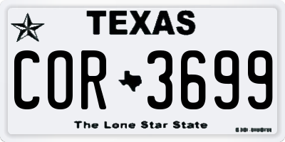 TX license plate COR3699