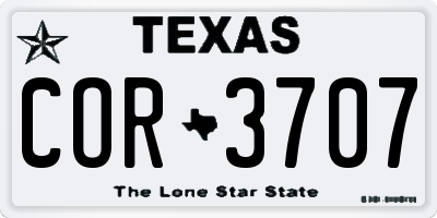 TX license plate COR3707