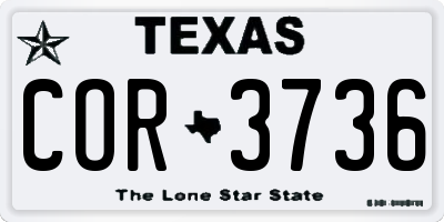 TX license plate COR3736