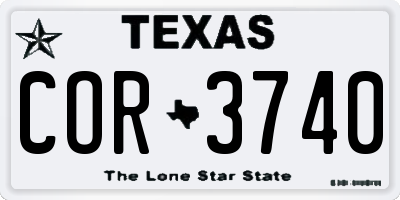 TX license plate COR3740
