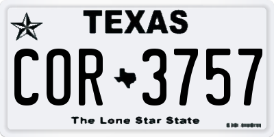 TX license plate COR3757