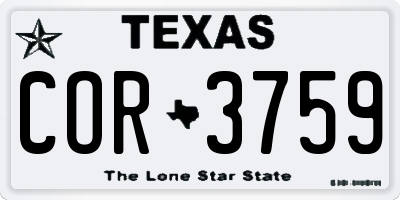 TX license plate COR3759