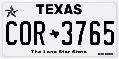 TX license plate COR3765