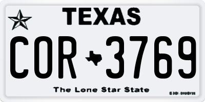 TX license plate COR3769