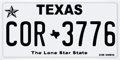 TX license plate COR3776