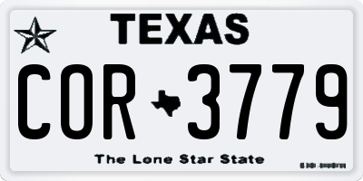 TX license plate COR3779