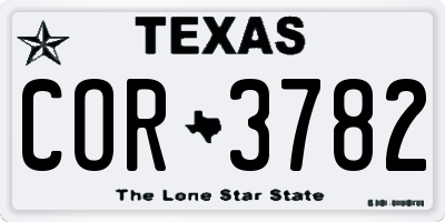 TX license plate COR3782