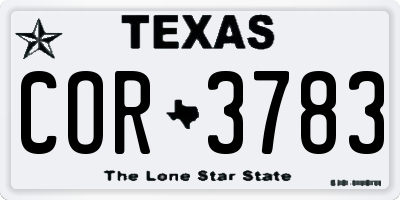 TX license plate COR3783