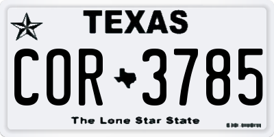 TX license plate COR3785