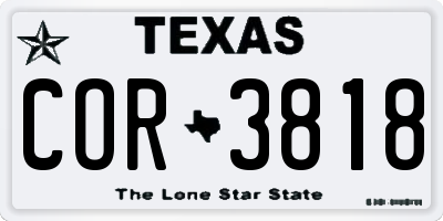 TX license plate COR3818