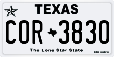 TX license plate COR3830