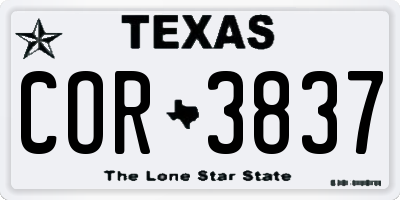 TX license plate COR3837