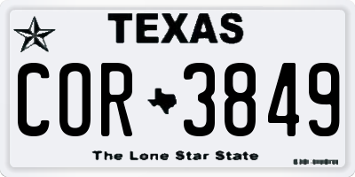 TX license plate COR3849