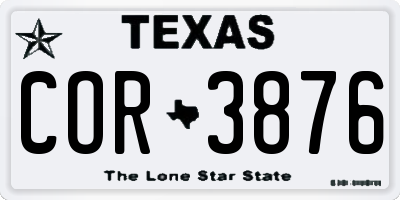 TX license plate COR3876