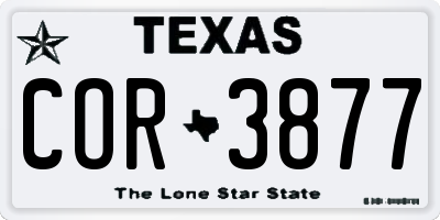 TX license plate COR3877