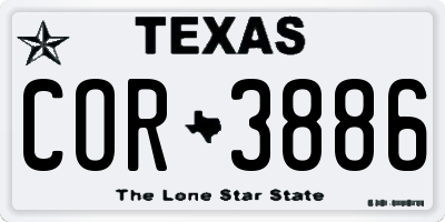 TX license plate COR3886