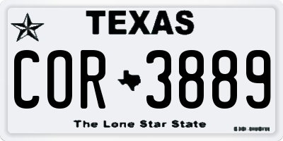 TX license plate COR3889