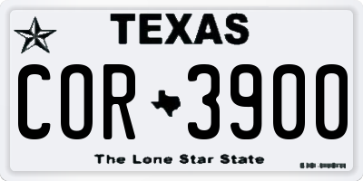 TX license plate COR3900
