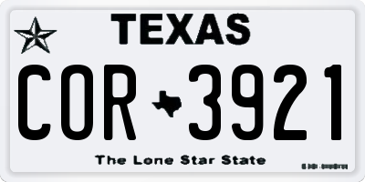 TX license plate COR3921