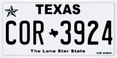 TX license plate COR3924