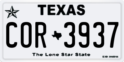 TX license plate COR3937