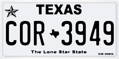 TX license plate COR3949