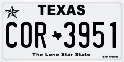 TX license plate COR3951