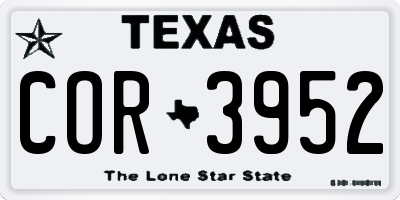 TX license plate COR3952